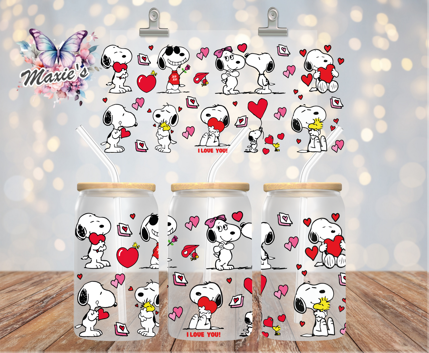 I Love You Snoopy Graphic Design 16oz. UVDTF Cup Wrap