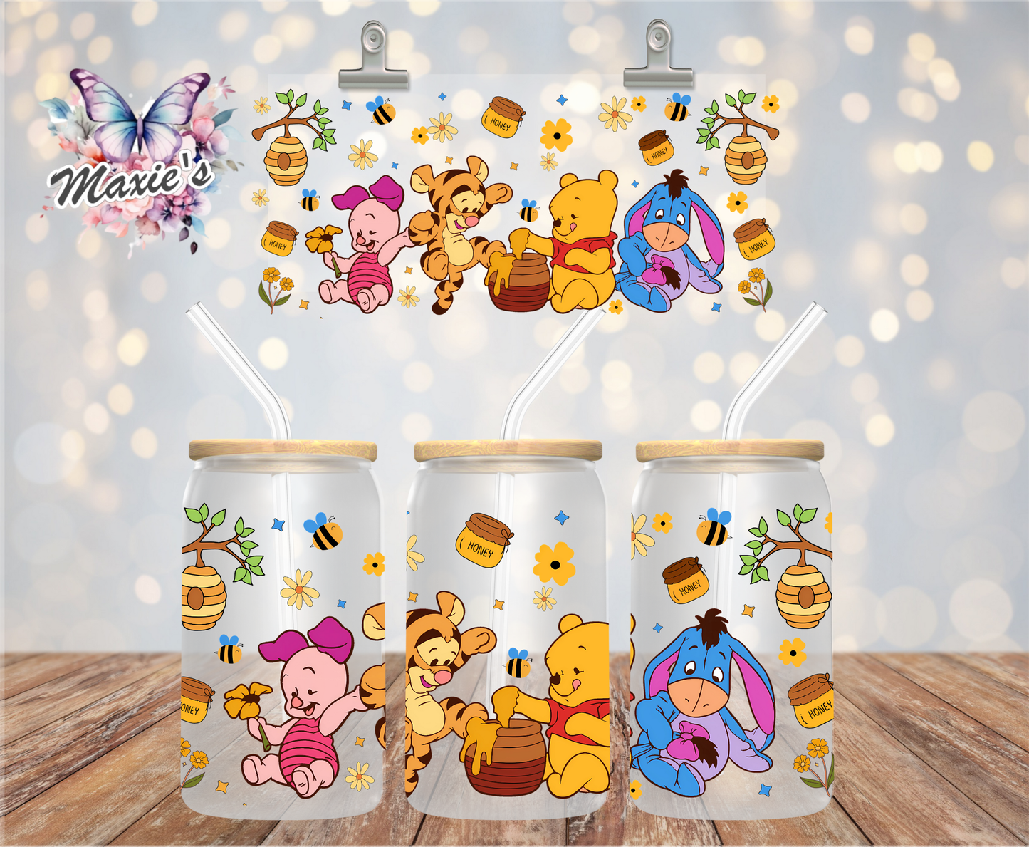 Pooh Bear & Friends Honey Party Graphic Design 16oz. UVDTF Cup Wrap