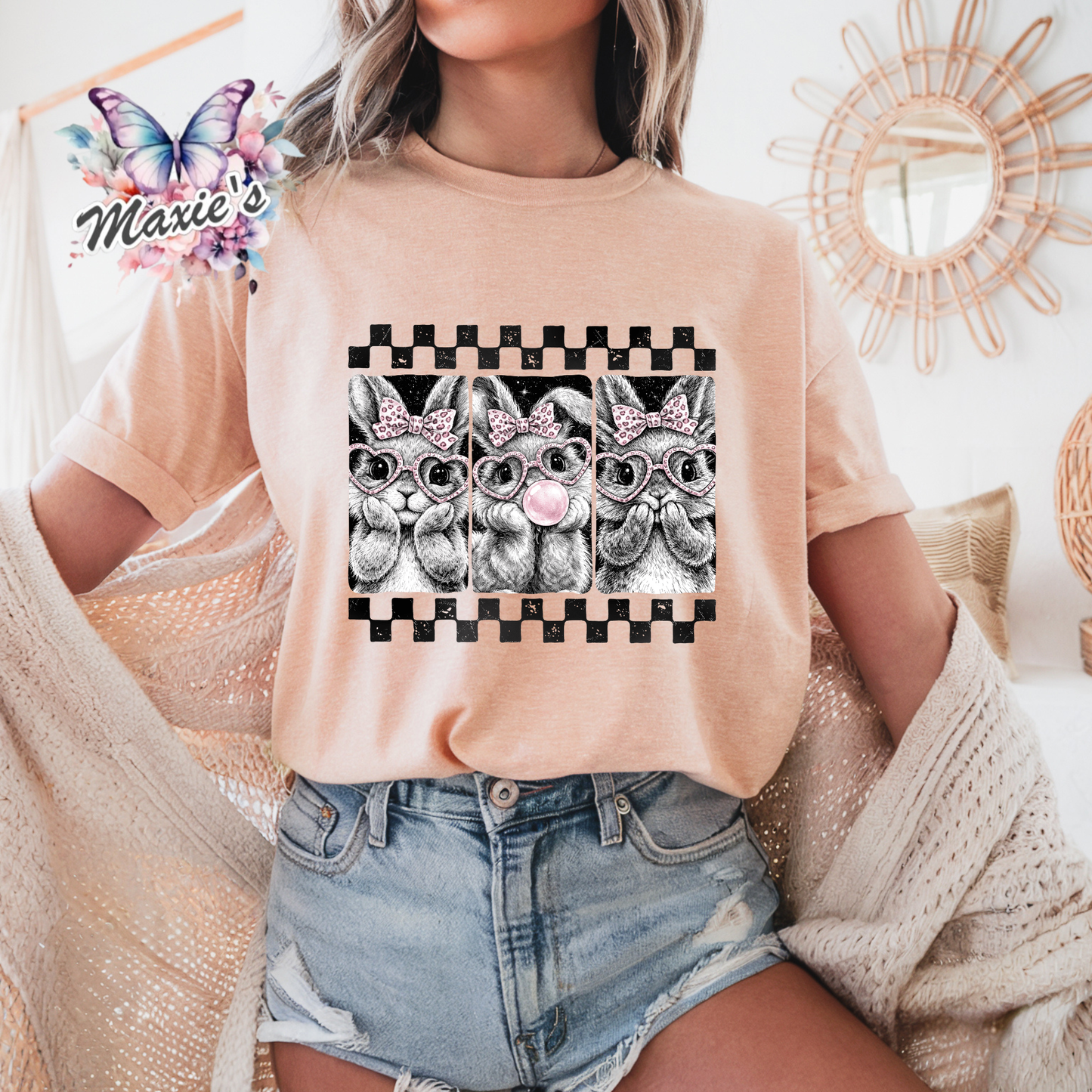 Bubble Gum Bunnies Graphic Design DTF Transfer Print