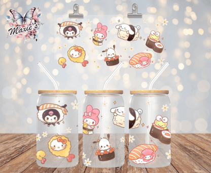 Kawaii Sushi Party Graphic 16oz. UVDTF Cup Wrap