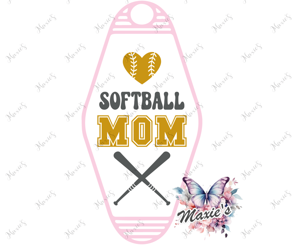 Softball Mom Graphic Design UVDTF Motel Keychain Decal