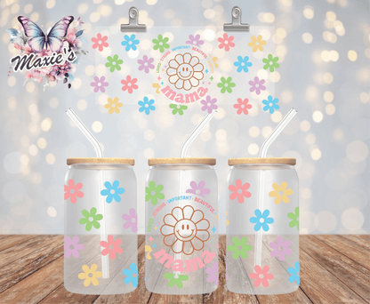 Smiley Floral Mama Graphic Design 16oz. UVDTF Cup Wrap