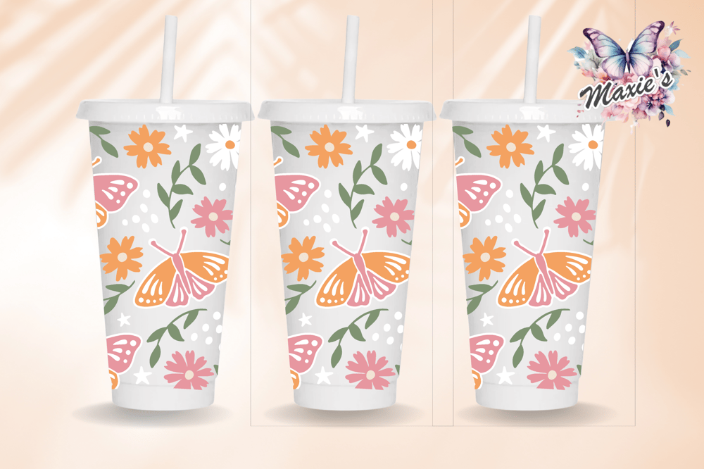 Daisy & Butterflies Graphic Design 24oz. UVDTF Cup Wrap