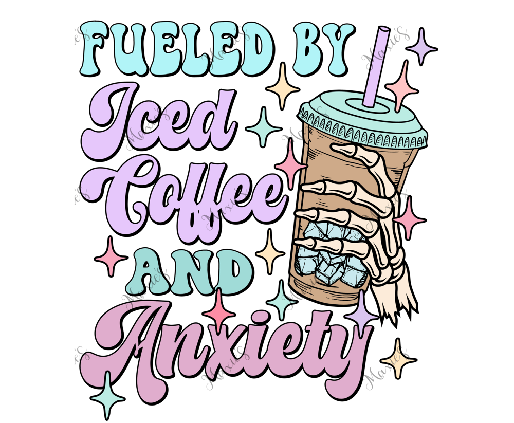 Fueled By Iced Coffee  Graphic Design 16oz. Sublimation Decal