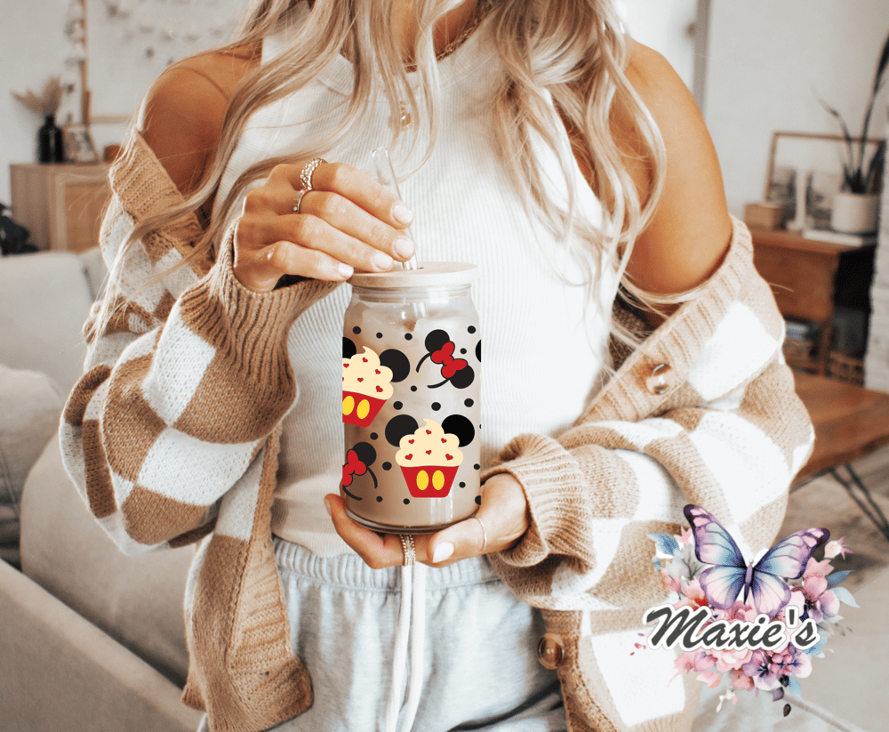 Mouse Theme Cupcake 16oz. Sublimation Cup Wrap Print