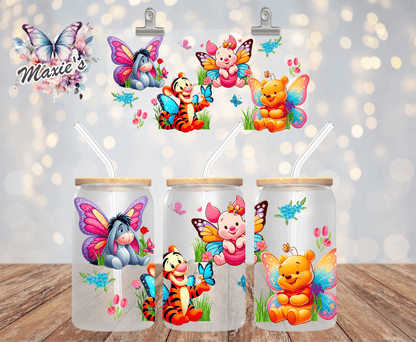 Butterflies Party With Pooh & Friends Graphic Design 16oz. Sublimation Cup Wrap Print