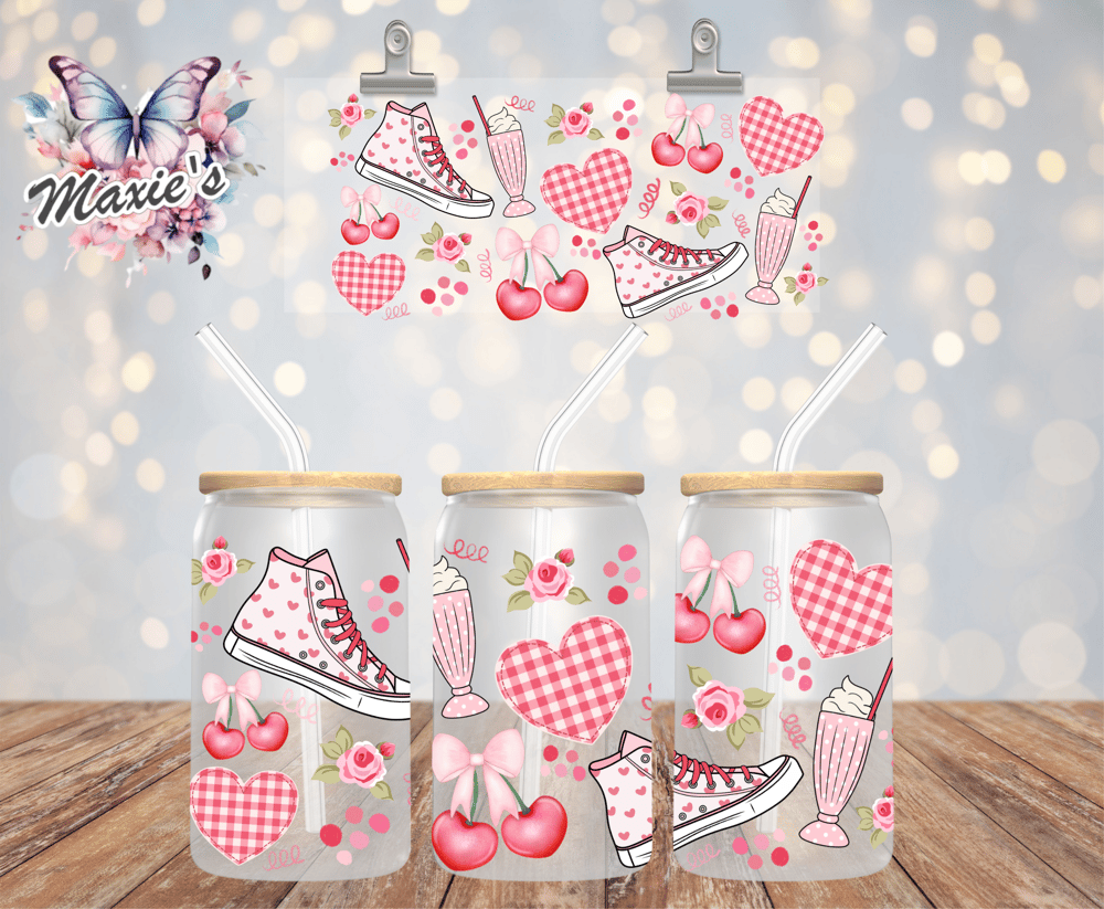 ✨️Double-sided ✨️ Pink Style Rocks 🎀 Graphic Design 16oz. UVDTF Cup Wrap