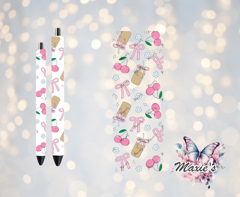 Iced Coffee, Cherry & Coquette UVDTF Pen Wrap/Bookmark Decal