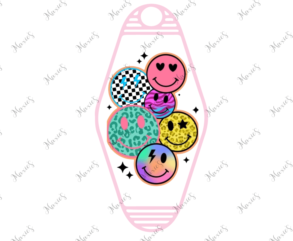 Retro Smiley Faces UVDTF Motel Keychain Decal