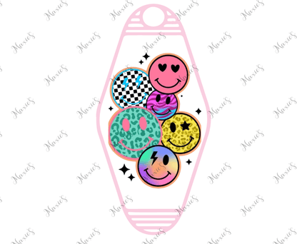 Retro Smiley Faces UVDTF Motel Keychain Decal