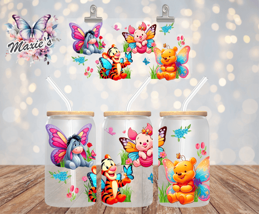 Butterfly Party with Pooh 16oz. UVDTF Cup Wrap