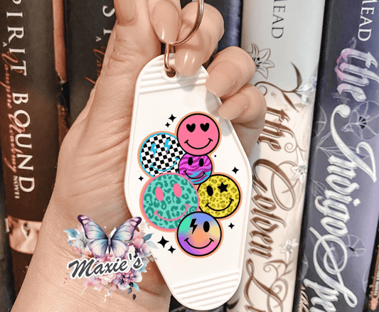 Retro Smiley Faces UVDTF Motel Keychain Decal