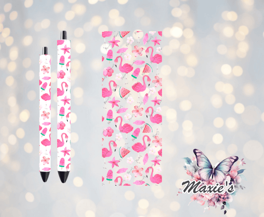 Flamingos  & Summer Vibe UVDTF Pen Wrap  / Bookmark Decal