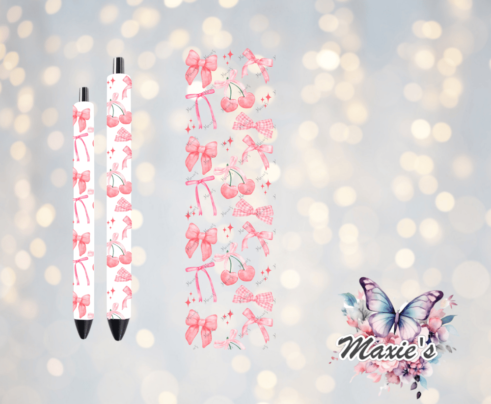 Pretty In Pink Coquette & Cherry 🍒  UVDTF Pen Wrap / Bookmark Decal