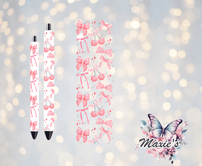 Pretty In Pink Coquette & Cherry 🍒  UVDTF Pen Wrap / Bookmark Decal