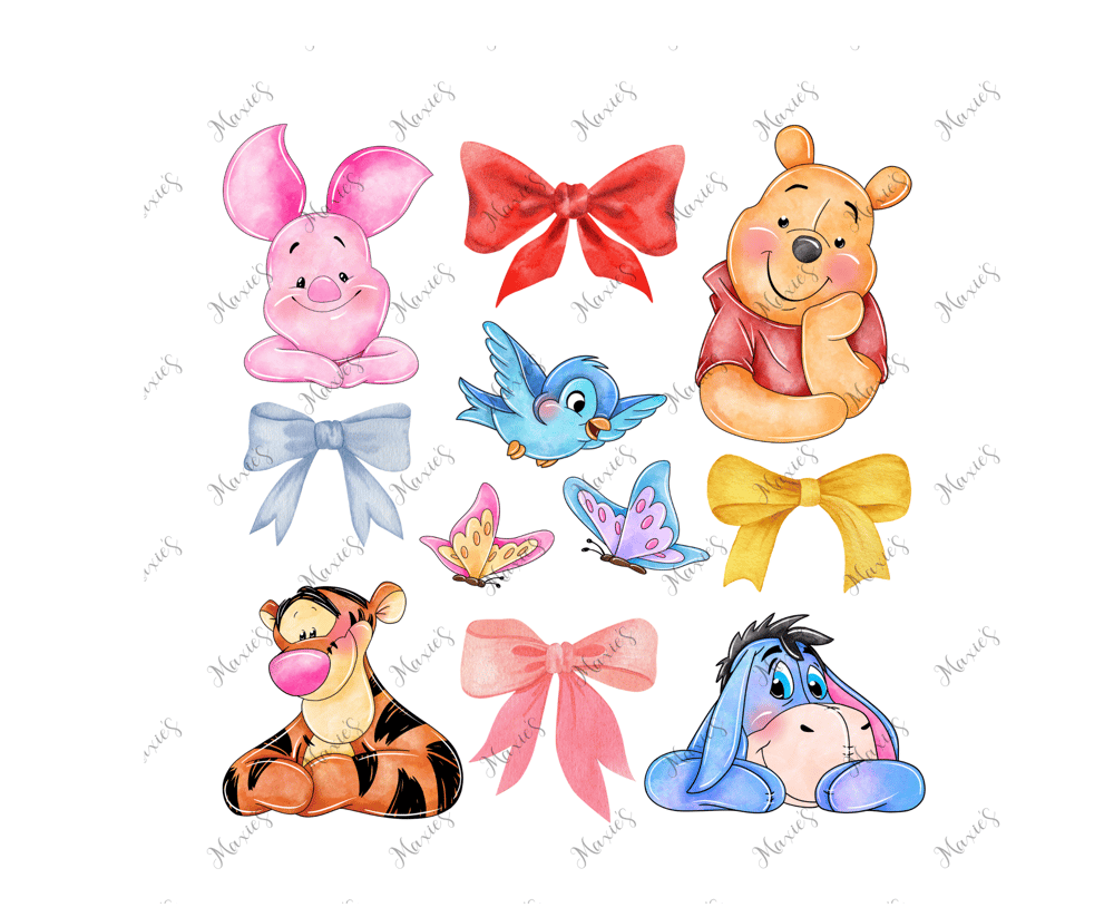 Pooh & Friends Coquette Theme Sublimation Decal Print