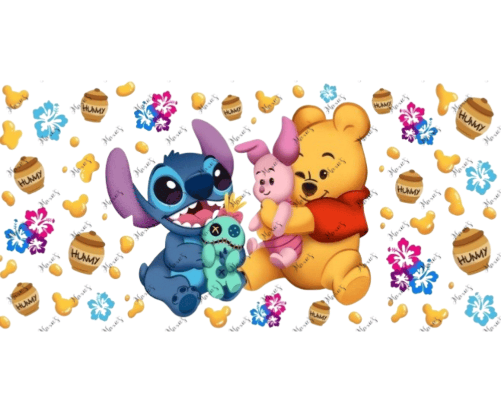 Pooh & Stitch Sublimation Cup Wrap Print