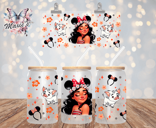 Princess Moana & Mouse Ear Graphic Design 16oz. UVDTF Cup Wrap