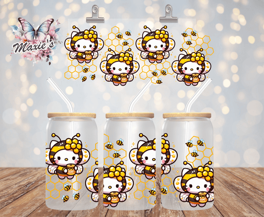 Honey Bee Kitty Graphic Design 16oz. UVDTF Cup Wrap