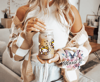 Honey Bee Kitty Graphic Design 16oz. UVDTF Cup Wrap