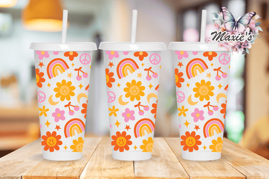 Retro Sunny Happiness Theme 24oz. UVDTF Tumblr Wrap