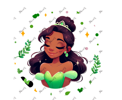 ( NO HOLE )Princess Tiana & Mouse Ear Graphic Design UVDTF Lid Decal