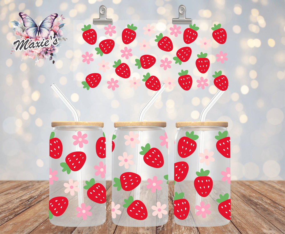 ✨Double - Sided ✨ Strawberry Delight 16oz. UVDTF Cup Wrap