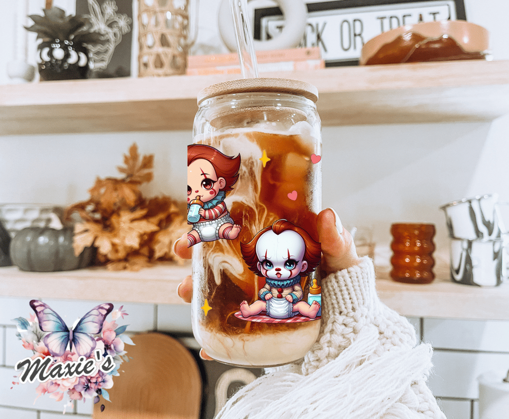 ✨️ Double-Sided✨️ Baby pennywise 🤡 Graphic Design 16oz. UVDTF Cup Wrap