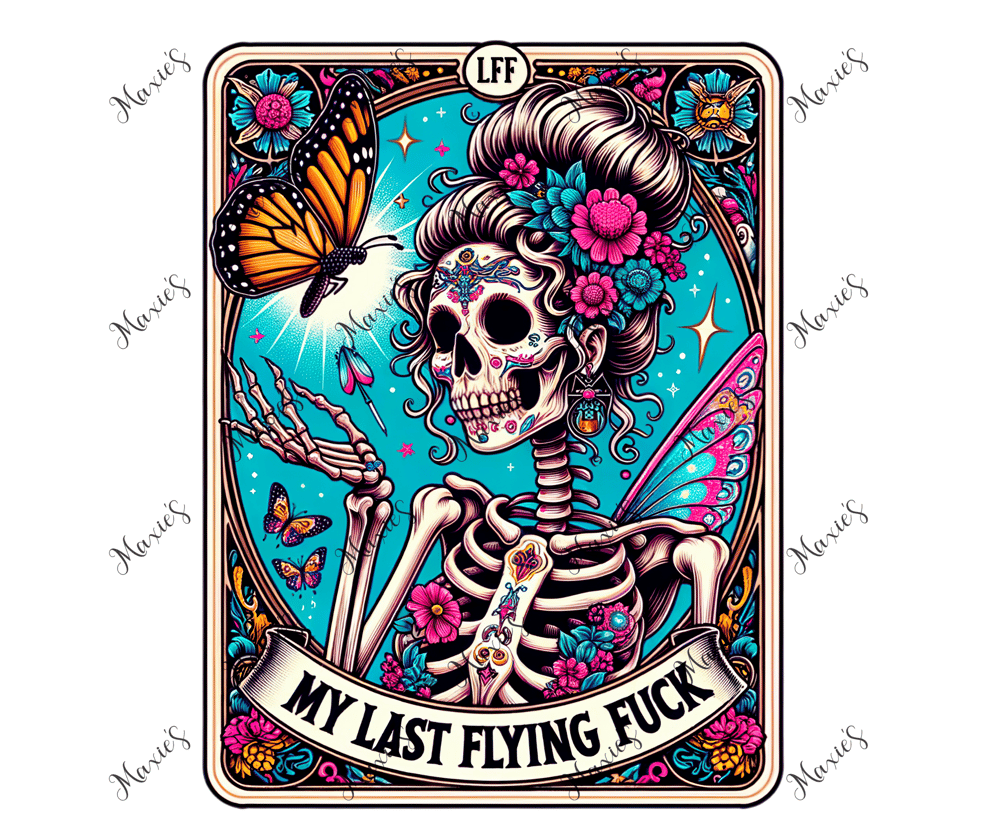 My Last Fly Fuxk Tarot Card Graphic Design Sublimation Print Decal