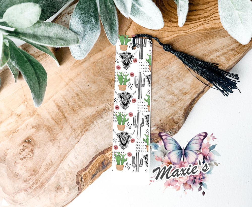 Highlander Cow & Cactus 🌵 Theme UVDTF Pen Wrap  / Bookmark Decal