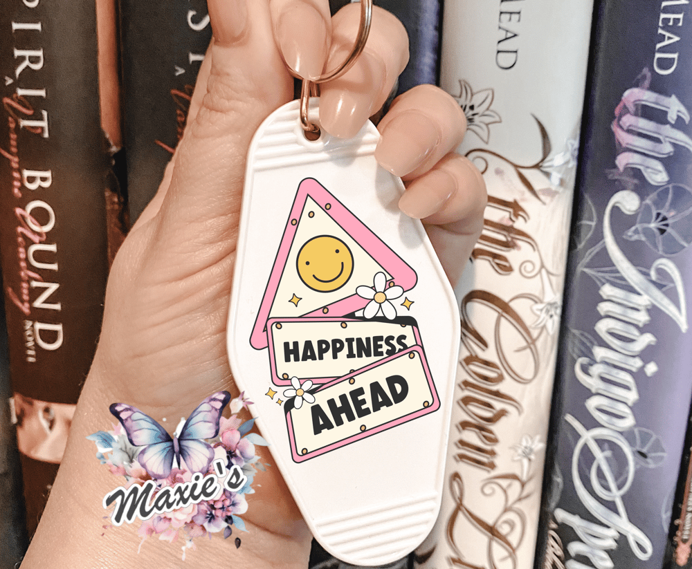 Happiness Ahead Graphic Design UVDTF Motel Keychain Decal