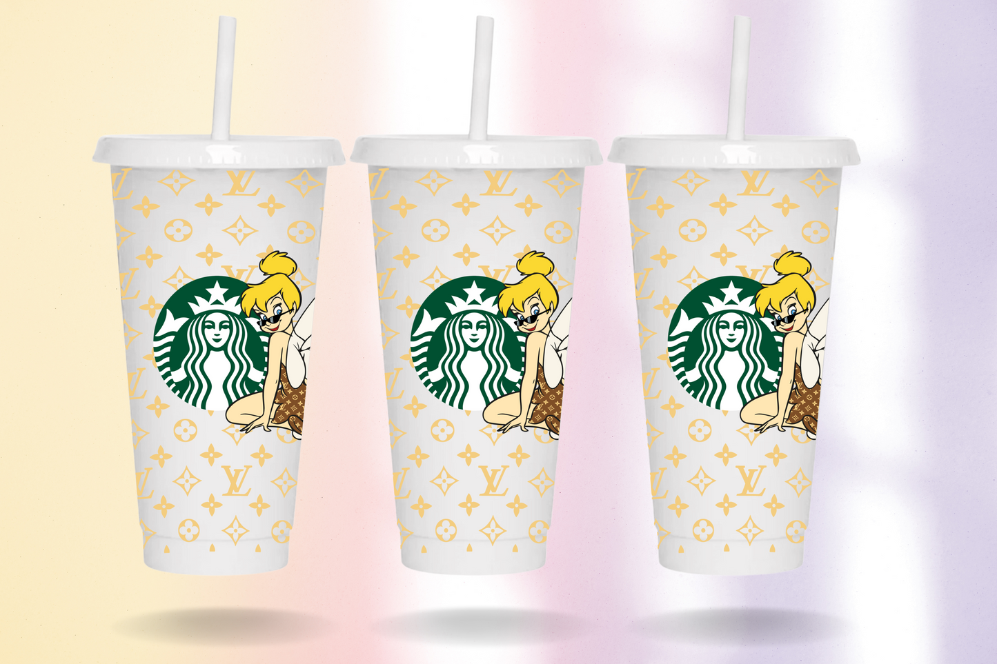 (NO HOLE) Fairy Monogram Design 24oz. UVDTF Tumblr Wrap