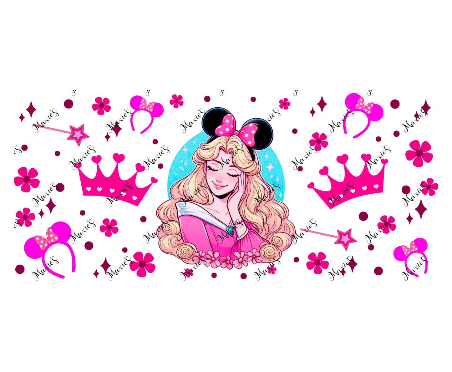 Sleepy Princess with Mouse Ears Graphic Design 16oz. Sublimation Cup Wrap