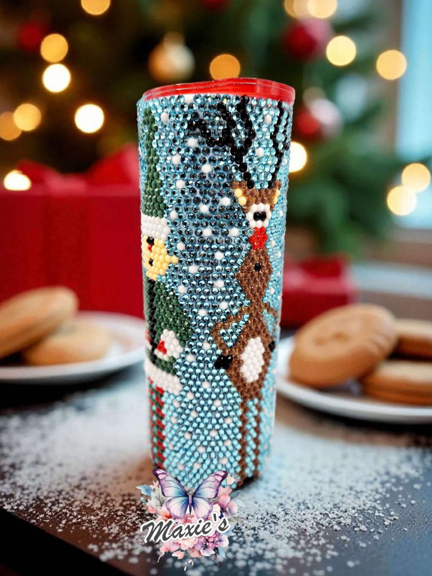 Hello Christmas Crew 🎄  Rhinestone Blinged 20oz. Skinny Tumbler