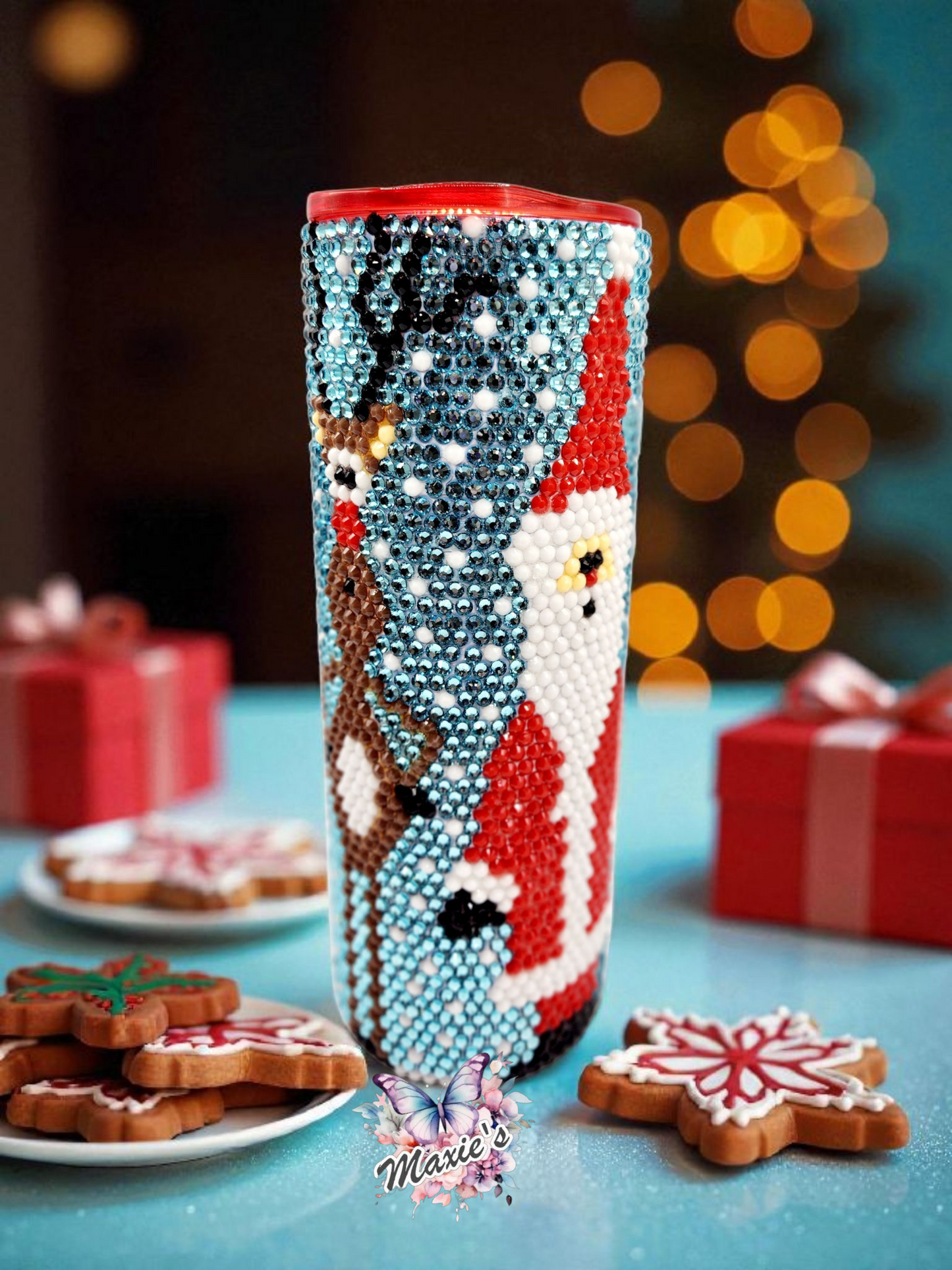 Hello Christmas Crew 🎄  Rhinestone Blinged 20oz. Skinny Tumbler