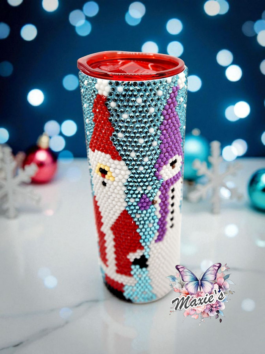 Hello Christmas Crew 🎄  Rhinestone Blinged 20oz. Skinny Tumbler