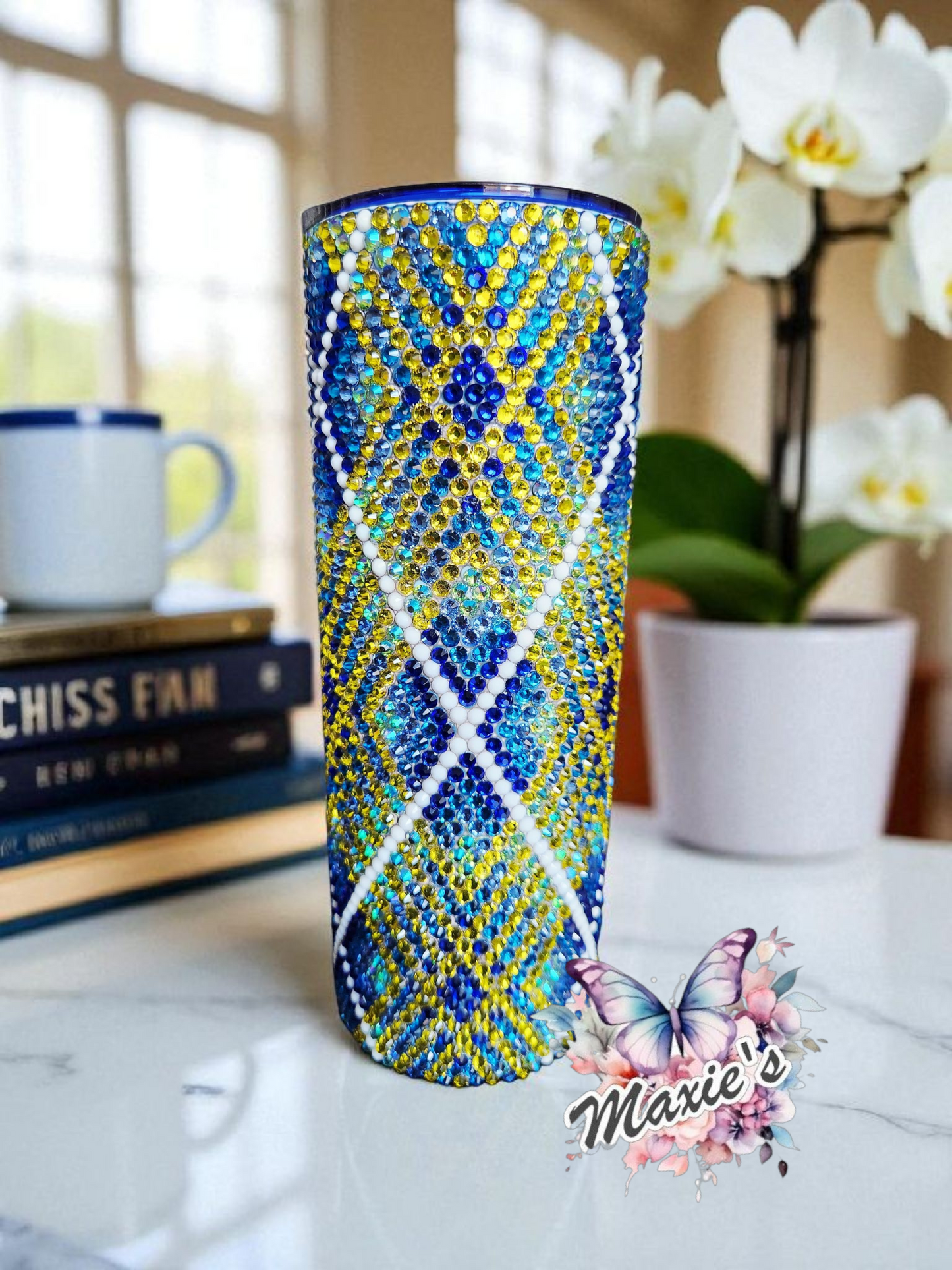 The Blue ✨️ Rhinestone Blinged 20oz. Stainless Steel Skinny Tumbler