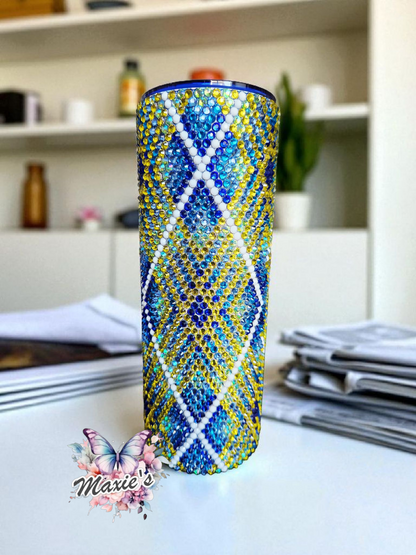 The Blue ✨️ Rhinestone Blinged 20oz. Stainless Steel Skinny Tumbler