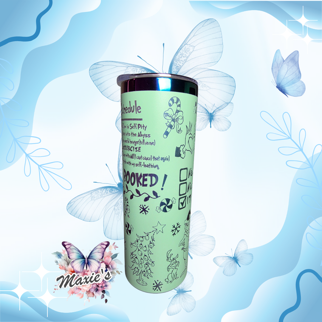 Feeling Extra Grinchy Today Graphic Design 20oz. Laser Engraved Skinny Tumbler