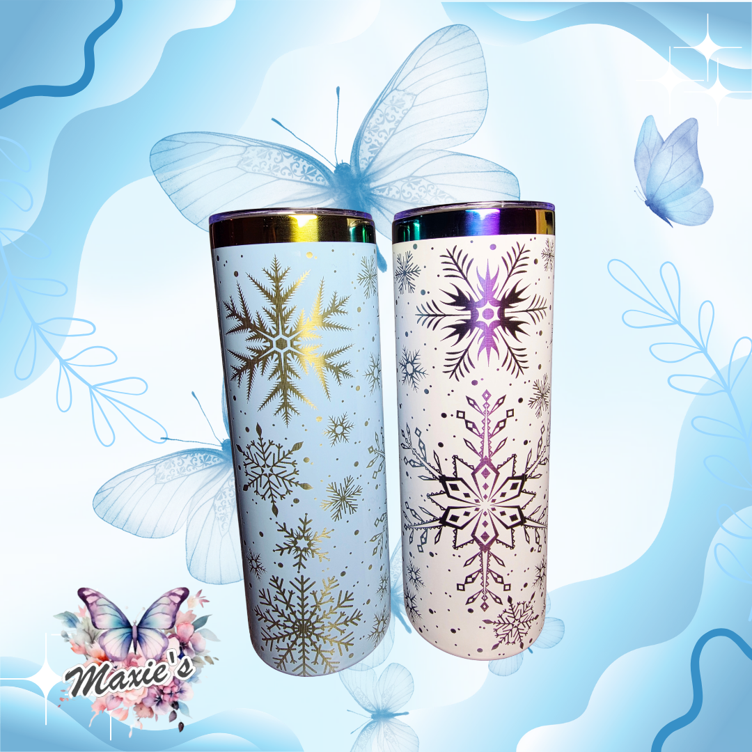 Snow Flake ❄️ Graphic Design 20oz. Laser Engraved Skinny Tumbler