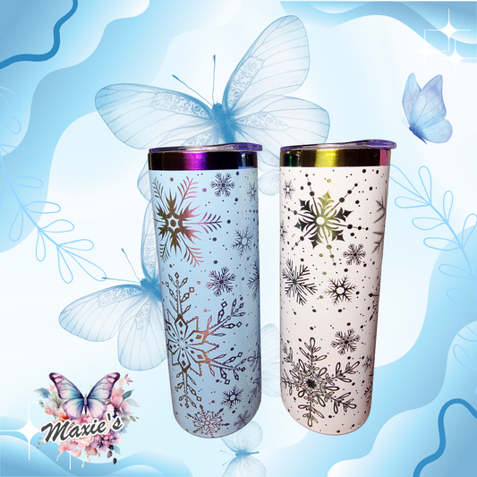 Snow Flake ❄️ Graphic Design 20oz. Laser Engraved Skinny Tumbler
