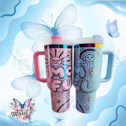 Mom Fuel Graphic Design 40oz. Laser Engraved Tumbler
