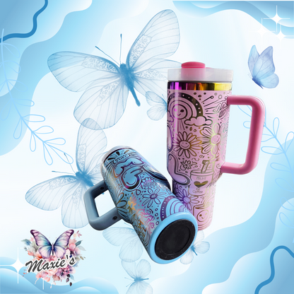 Mom Fuel Graphic Design 40oz. Laser Engraved Tumbler