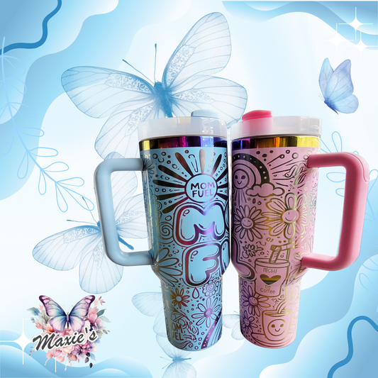 Mom Fuel Graphic Design 40oz. Laser Engraved Tumbler