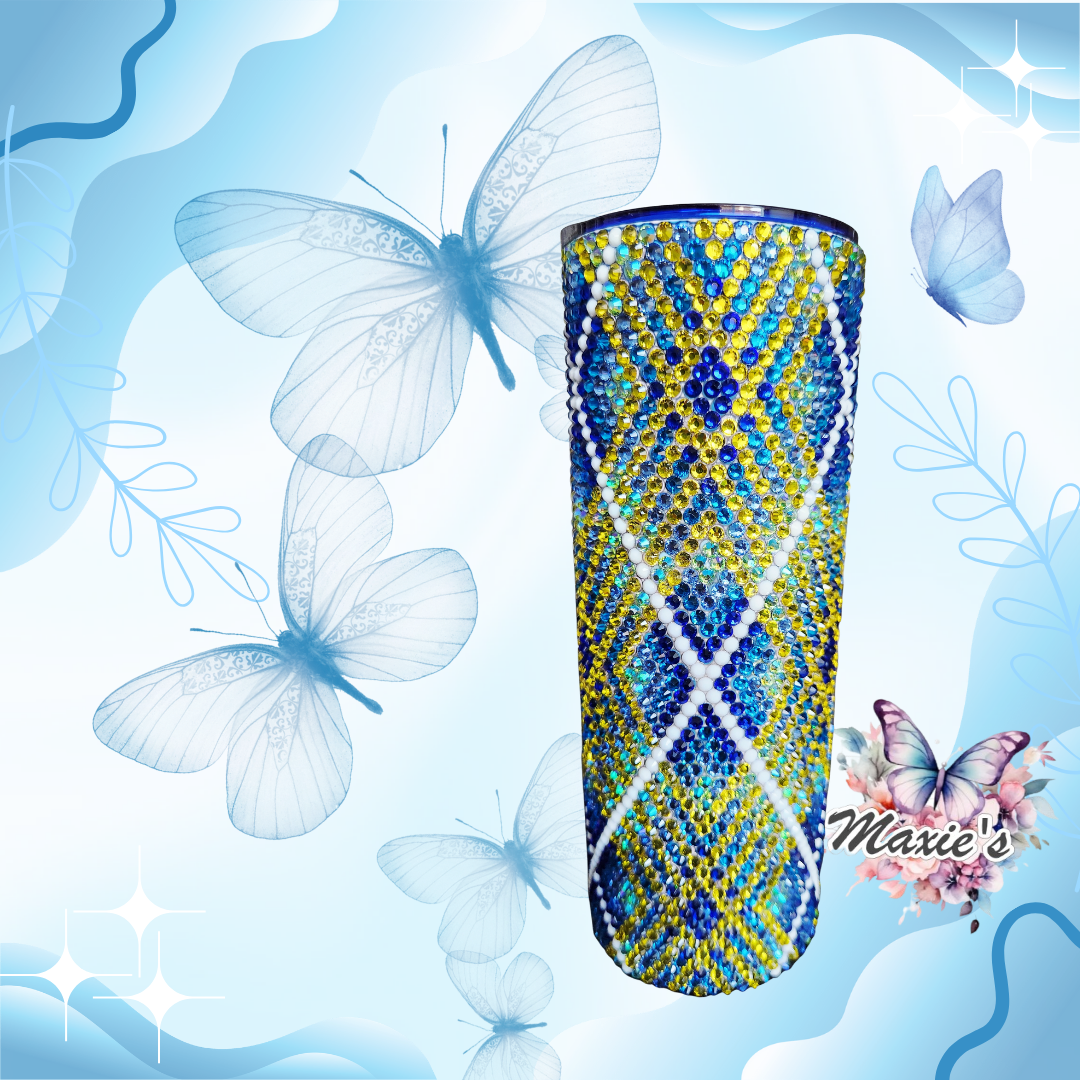 The Blue ✨️ Rhinestone Blinged 20oz. Stainless Steel Skinny Tumbler