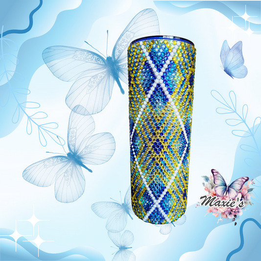 The Blue ✨️ Rhinestone Blinged 20oz. Stainless Steel Skinny Tumbler