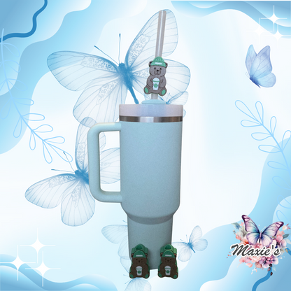 Coffee Bear 3D Printed Straw Topper