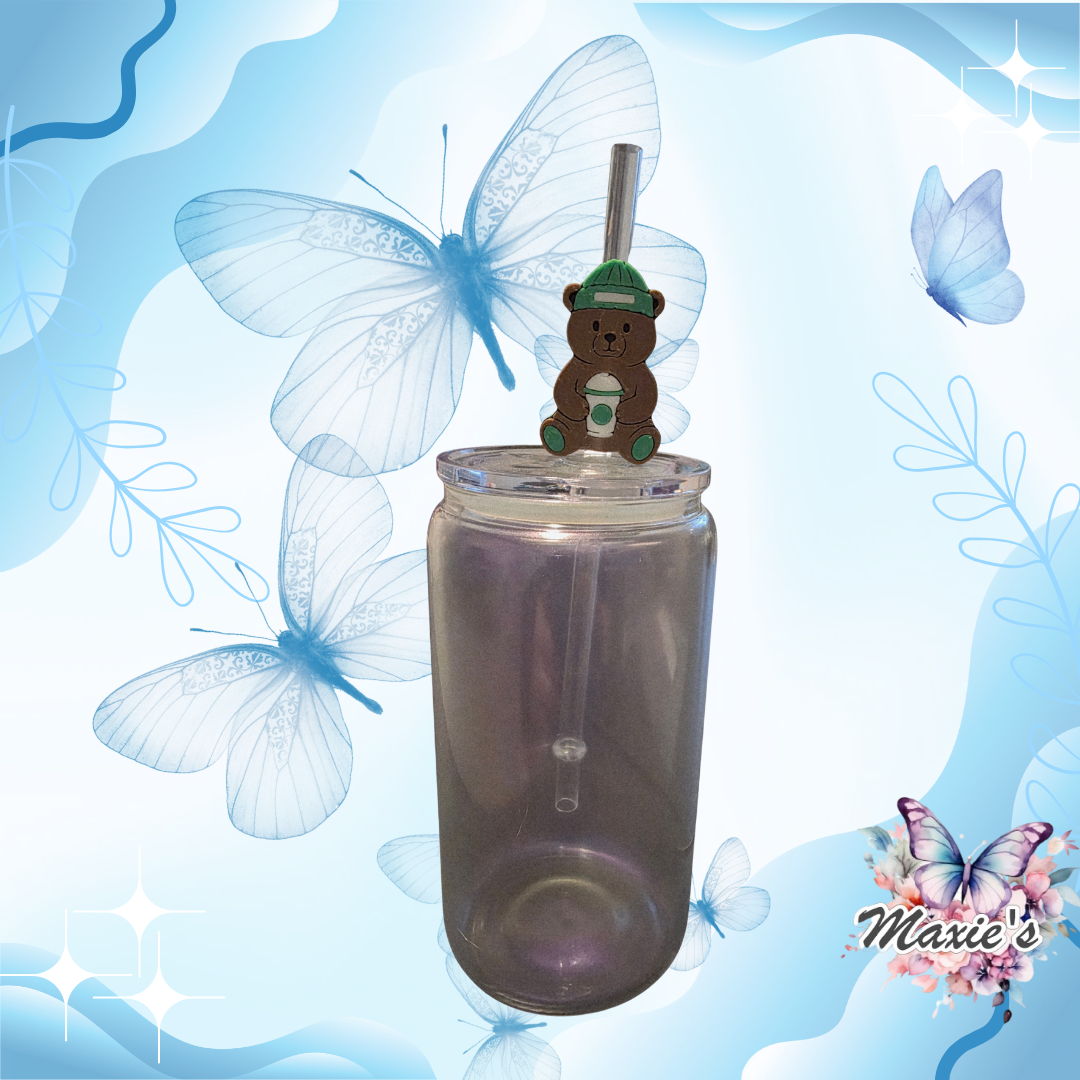 Coffee Bear 3D Printed Straw Topper