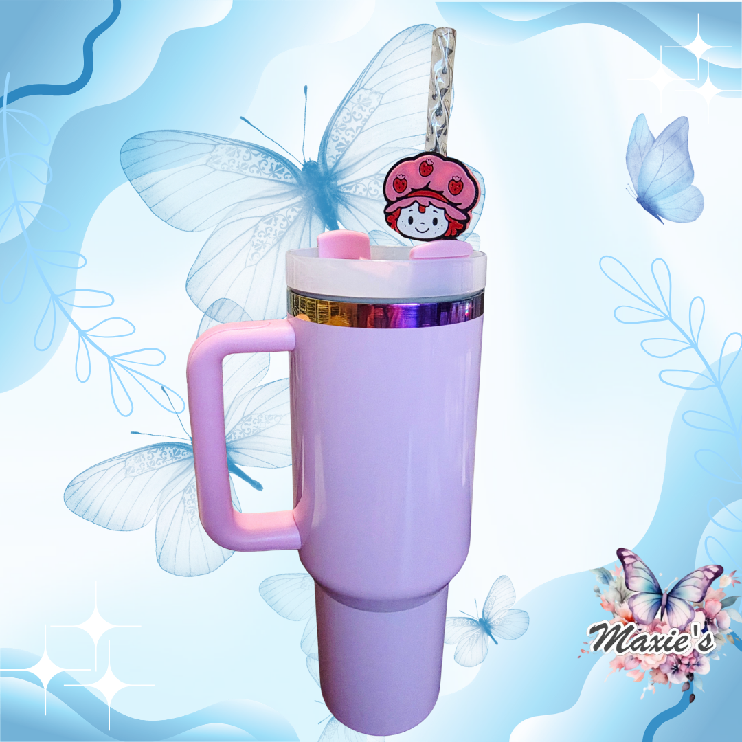 Strawberry Cake Girl 3D Printed Straw Topper