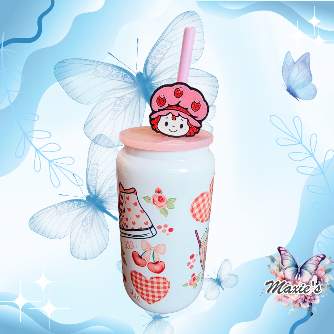 Strawberry Cake Girl 3D Printed Straw Topper